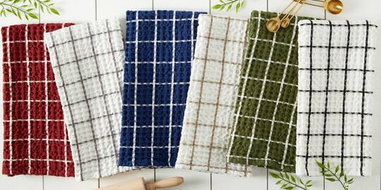 DII® Windowpane Oversized Washed Waffle Dishtowels